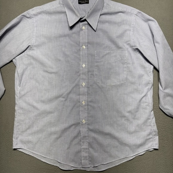 Christian Dior Monsieur Dress Shirt Mens 17 1/2 - 35 Blue‎ Striped Career Office - Picture 4 of 12